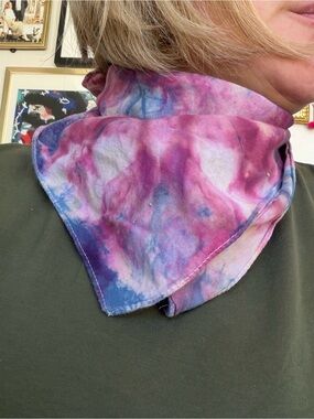 Hand Dyed Cotton Scarf Bandana- Jasmine 20x20